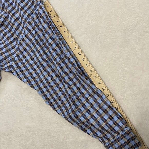 MINE Men’s Long Sleeve Classic Fit Orange Blue Checked Button Down Shirt Sz 2XB - Picture 11 of 11
